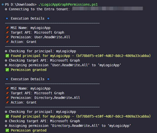 PowerShell script output